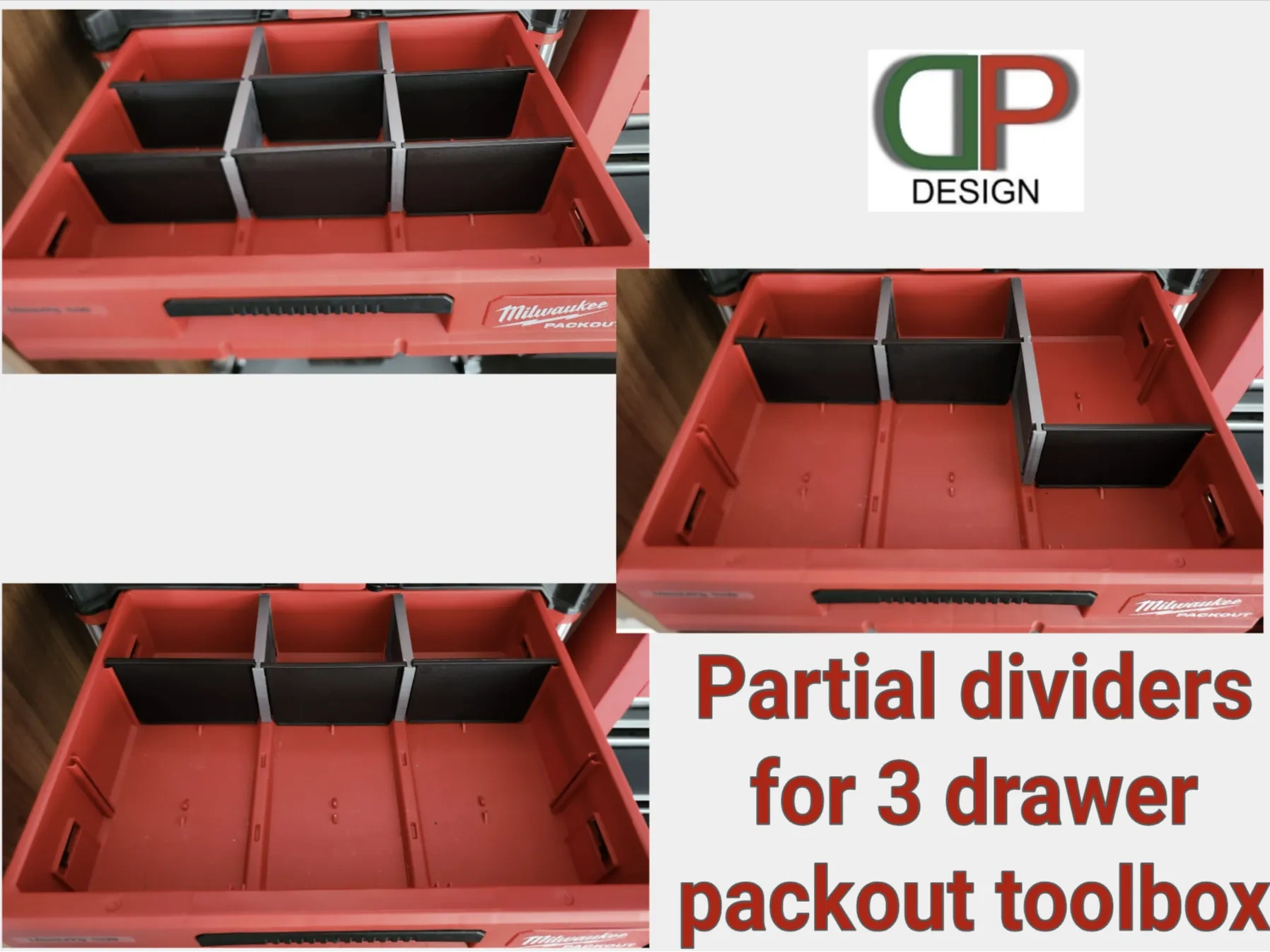 Partial dividers for Packout 3-drawer toolbox 来自 DP design - MakerWorld