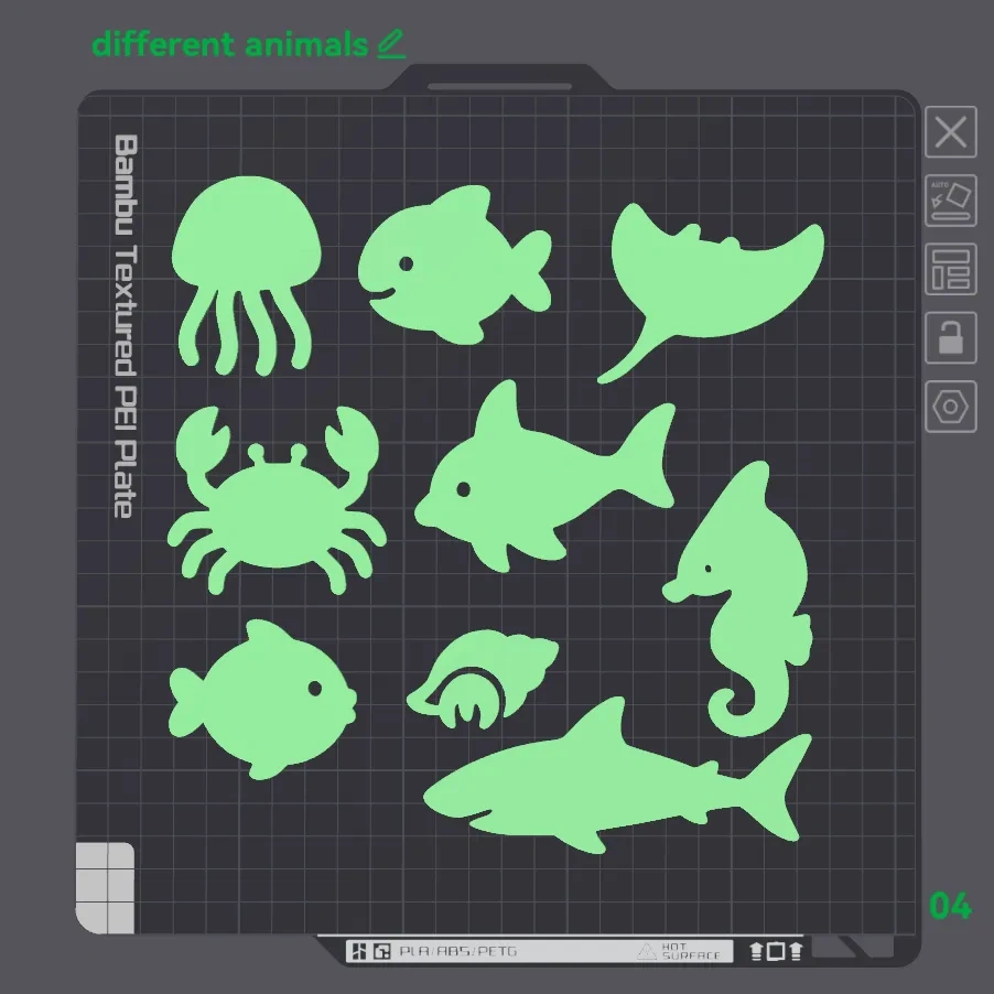 夜光PLA海洋生物 - 儿童剪影 - 免费 3D 打印模型 - MakerWorld