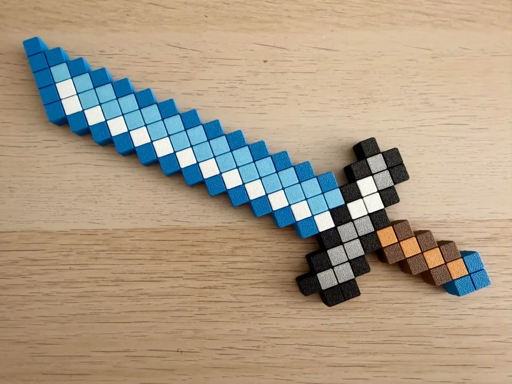 Minecraft 钻石剑 - 双面纹理、圆角、易涂色 - 免费 3D 打印模型 - MakerWorld