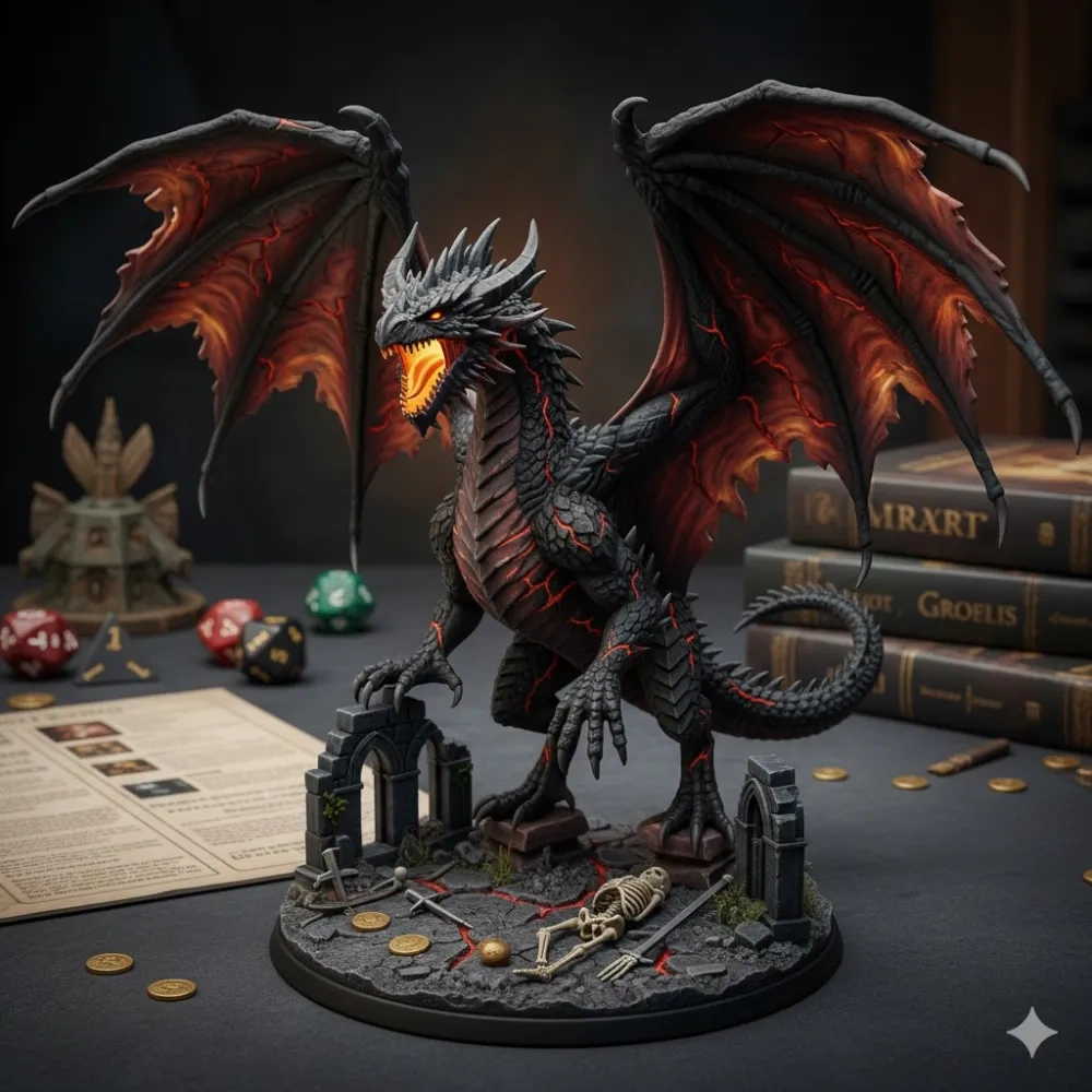 黑色巨龙 DND - 免费 3D 打印模型 - MakerWorld