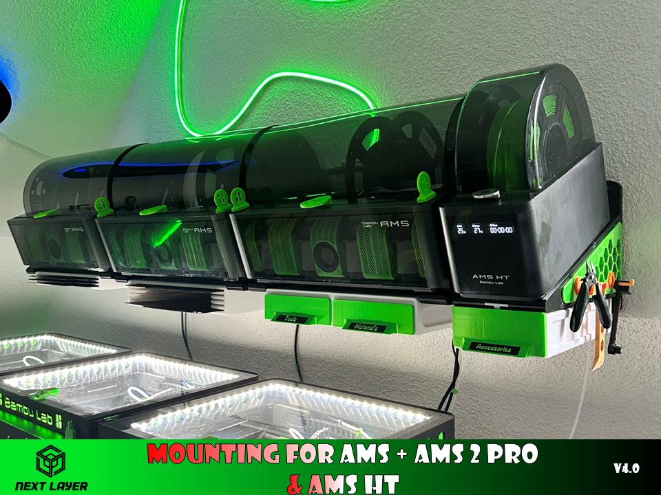 AMS+AMS 2 Pro & AMS HT壁挂式安装 - 免费 3D 打印模型 - MakerWorld