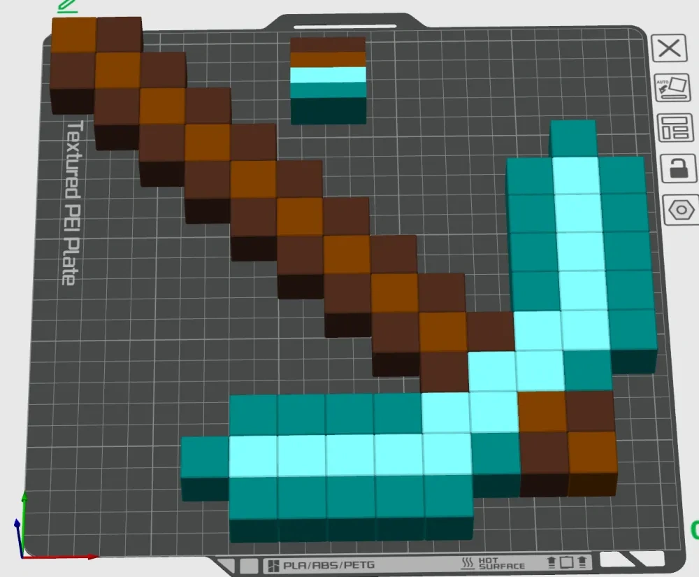 我的世界钻石镐 Minecraft Diamond Pickaxe 来自 分光制造局Prismatica MakerWorld:免费下载 3D 模型