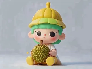 抱着榴莲的小孩 一体打印
