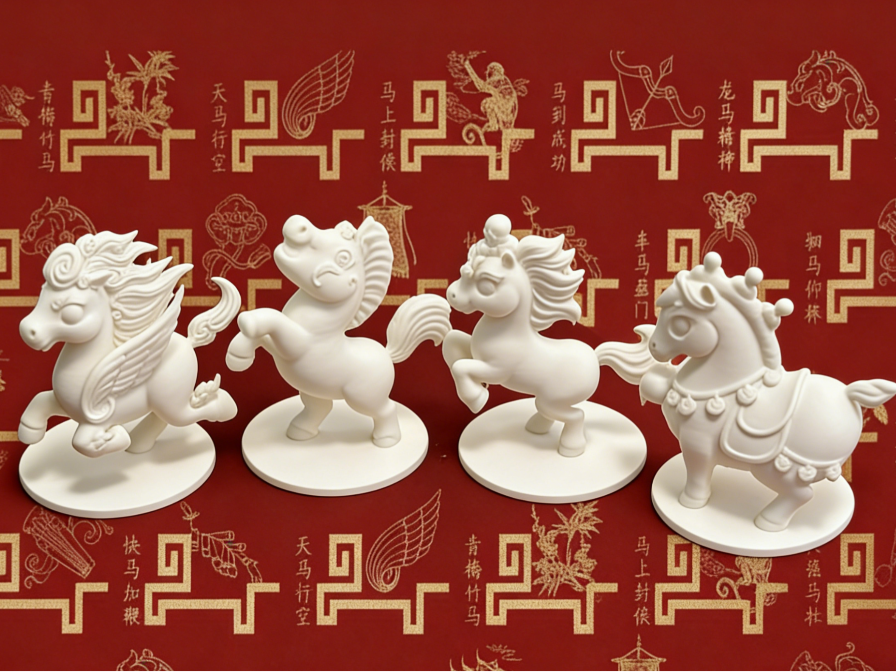 骐骥驰骋！2026年央视马年春晚吉祥物4只一整盘一次打印带底座- 免费3D 打印模型- MakerWorld