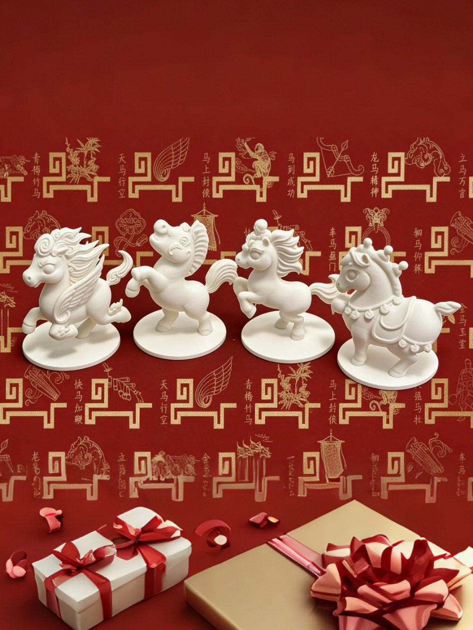 骐骥驰骋！2026年央视马年春晚吉祥物4只一整盘一次打印带底座- 免费3D 打印模型- MakerWorld