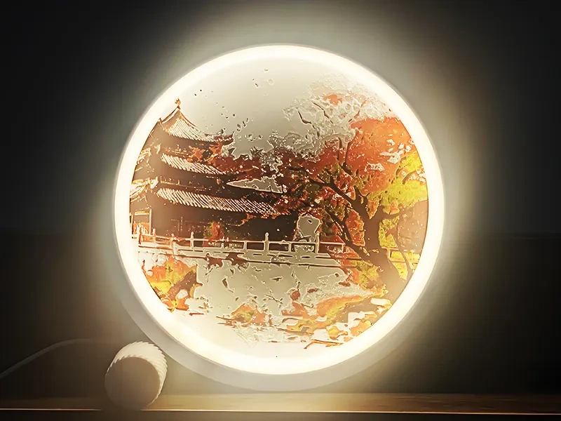 磁吸式 可更换画板 LED 创意 浮雕画环形灯 壁挂、摆台两种模式 来自 非凡 - MakerWorld
