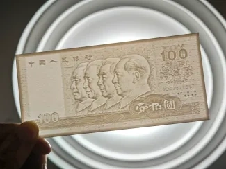神奇的3D打印浮雕第四套人民币100元钱图案浮雕画