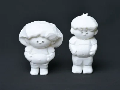 宝爸和宝妈~木雕效果（怀孕妈妈和大度爸爸）
