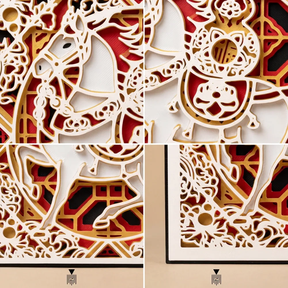 马年叠雕画之马上有福 - 免费 3D 打印模型 - MakerWorld