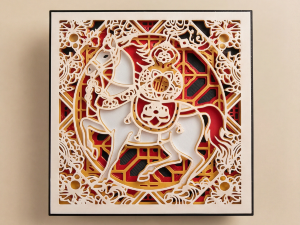 马年叠雕画之马上有福 - 免费 3D 打印模型 - MakerWorld