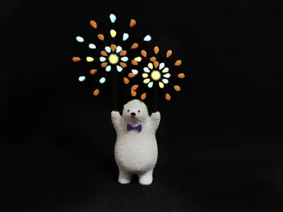 北极熊系列-手举牌熊-放烟花（KUMATY_PolarBear_Fireworks）
