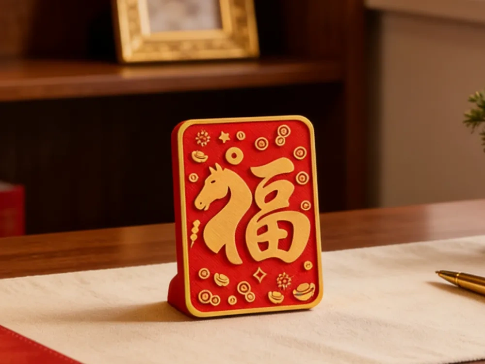 马上有福 马年有福 福马桌面相框摆件 马年新年春节吉祥祝福礼物 送亲戚朋友同事 - 免费 3D 打印模型 - MakerWorld