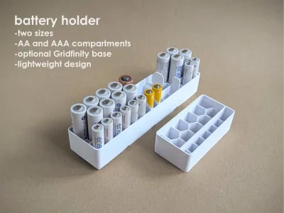 带可选Gridfinity底座的电池盒