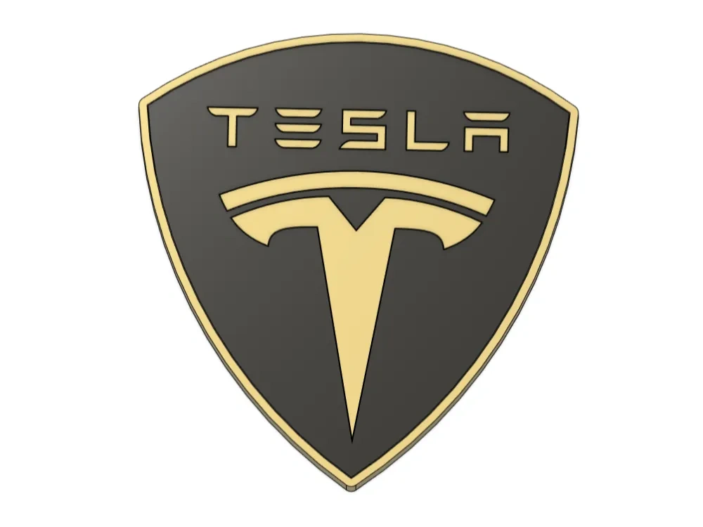 特斯拉盾形车标 碳纤维质感 | 可直接 3D 打印 Tesla 定制车标徽章 - 免费 3D 打印模型 - MakerWorld