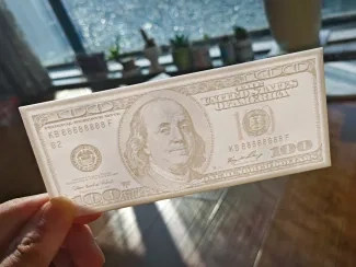 神奇的3D打印100美元dollar浮雕图案