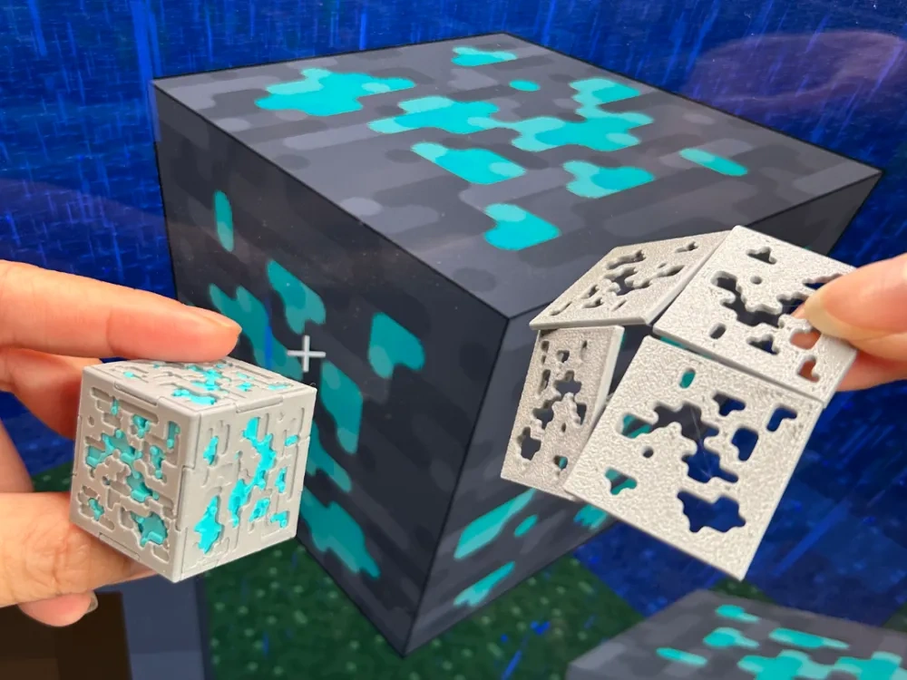 我的世界 Minecraft 钻石方块纹路面料,以钻石方块的纹路为灵感的面料,无竹屎,简易安装 来自 Delly_Gu85 - MakerWorld