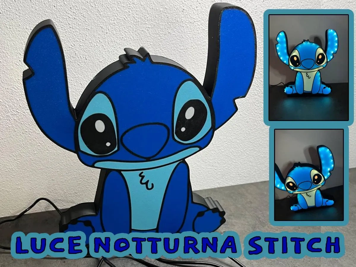 Lampada 3D Stitch Con 7 Colori E Telecomando - Luce Notturna Per Bambini, Regalo Divertente