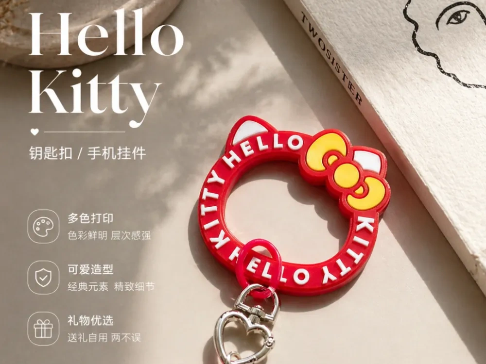 Hello Kitty 风格钥匙扣 / 手机挂件|多色打印可爱挂饰 - 免费 3D 打印模型 - MakerWorld