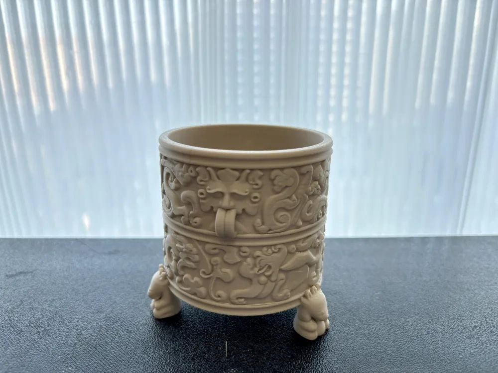 东汉神兽纹玉樽复刻 笔筒 收纳桶 - 免费 3D 打印模型 - MakerWorld