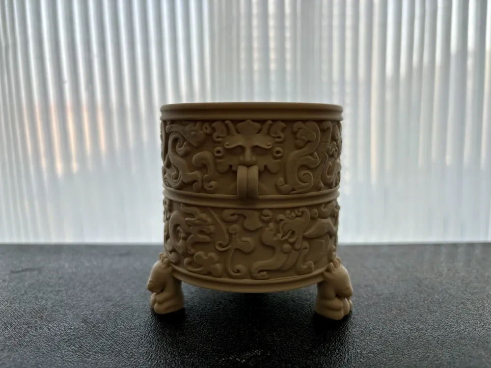 东汉神兽纹玉樽复刻 笔筒 收纳桶 - 免费 3D 打印模型 - MakerWorld