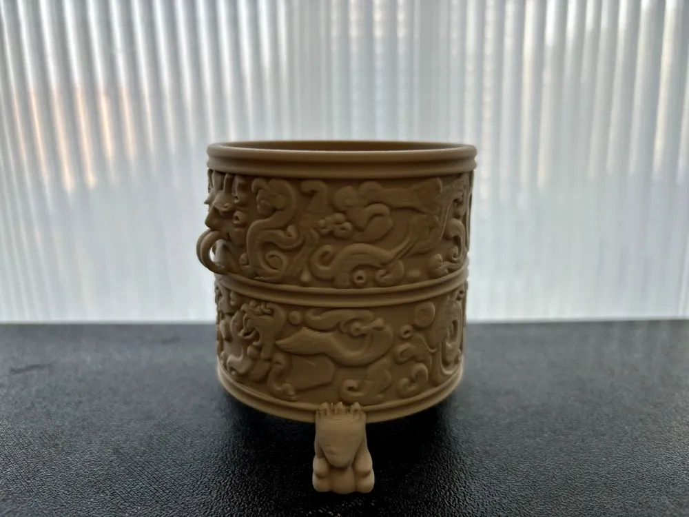 东汉神兽纹玉樽复刻 笔筒 收纳桶 - 免费 3D 打印模型 - MakerWorld