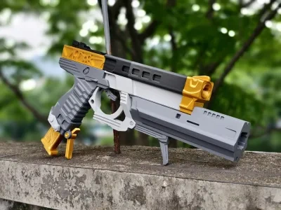 游戏《命运2》魔鬼之厄副手武器科幻手枪玩具模型(无功能) 来自 补补觉去 MakerWorld:免费下载 3D 模型