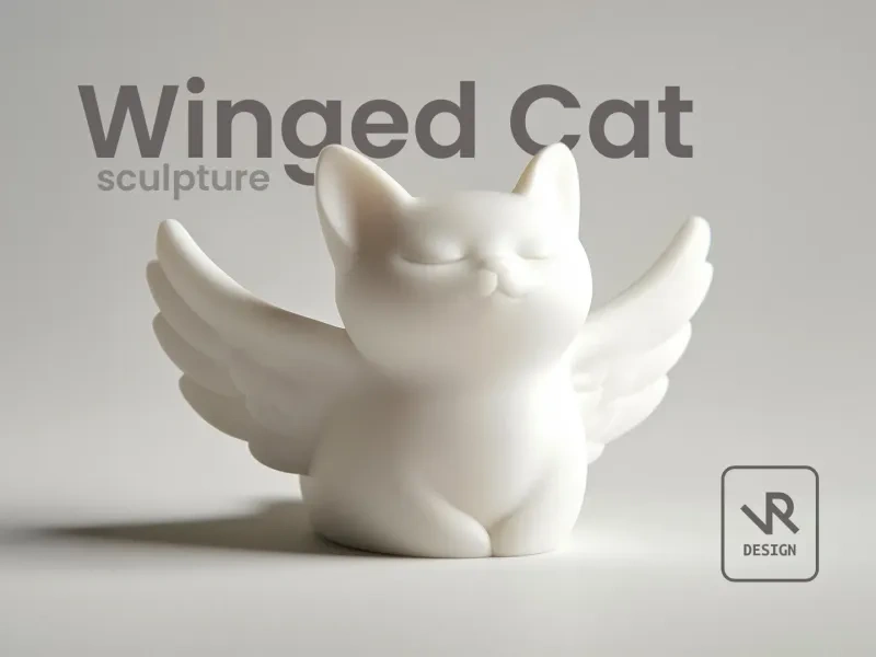 带翅膀的猫雕塑