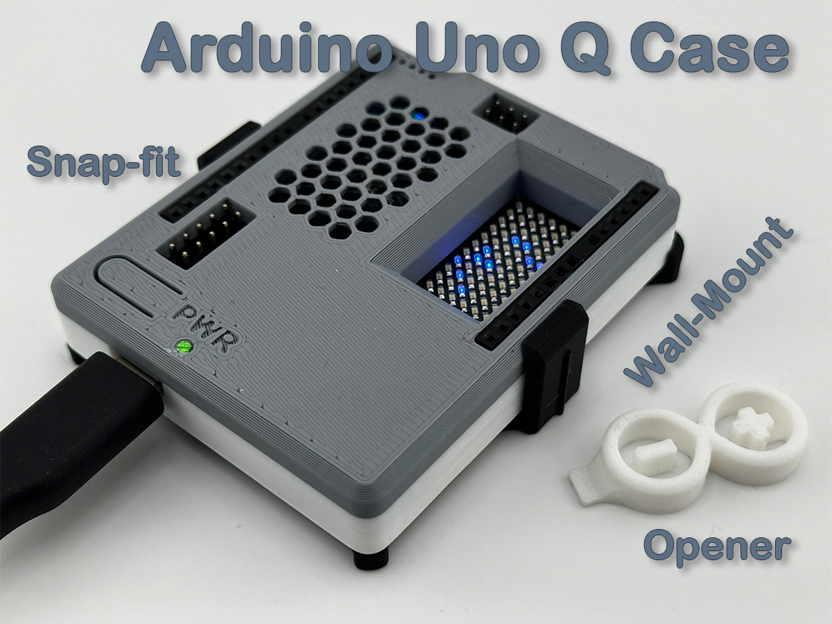 Arduino Uno Q 外壳套件 - 卡扣式 - 壁挂式 - 免费 3D 打印模型 - MakerWorld