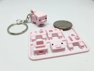Minecraft风格的猪迷你人物套件/钥匙扣
