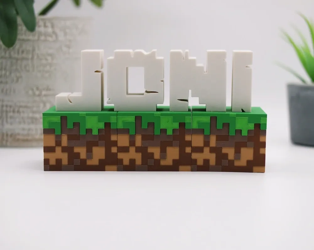 Minecraft字母排版 - Minecraft粉丝的完美礼物 - 无需AMS 来自 Nils Kal MakerWorld：免费下载 3D 模型