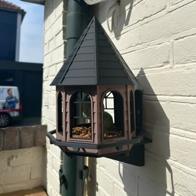 经典鸟饲料器，八角形鸟屋。
