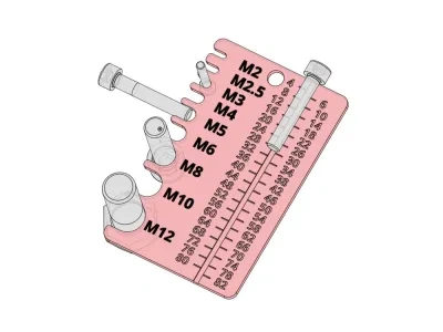 螺丝测量工具-卡片尺寸-M2-M12，0-82 mm
