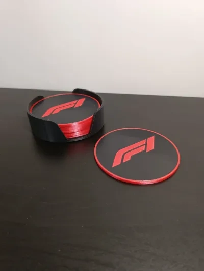 F1主题杯垫，带有F1标志
