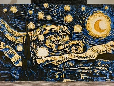 《星夜》的Van Gogh解读 - Hueforge - 耗材绘画