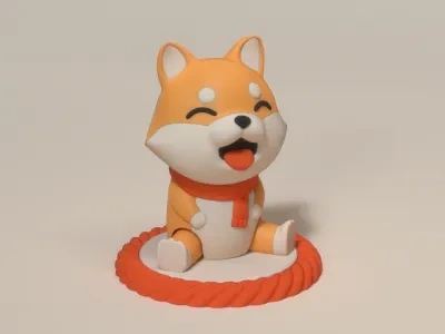 卡通小狗  柴犬  坐下 | Cartoon small dog Shiba Inu