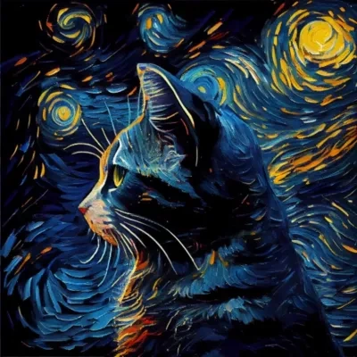 Van Gogh风格的Hueforge猫