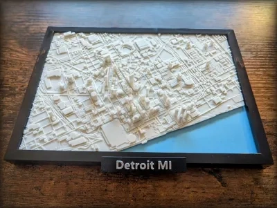Detroit Michigan 3D 微缩模型
