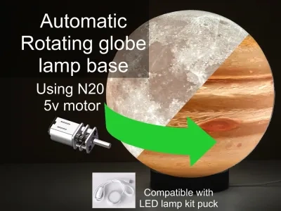 月球或其他地球仪灯的自动旋转底座（兼容LED灯套件）