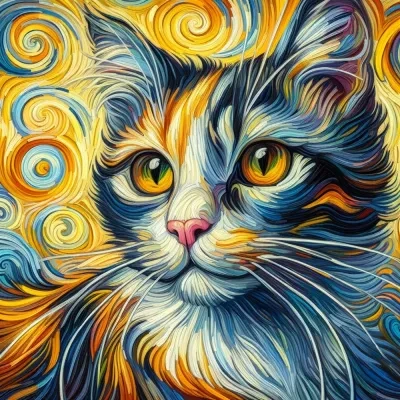 猫的肖像，梵高风格的Hueforge