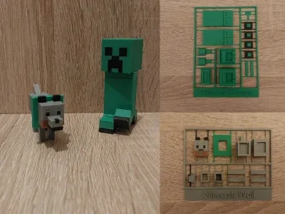 Minecraft套装卡片：爬行者和狼