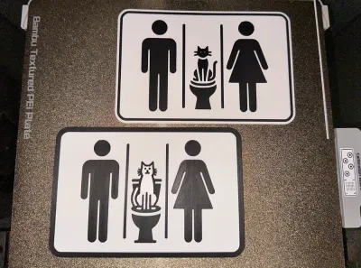 洗手间门标志 - 人类和猫