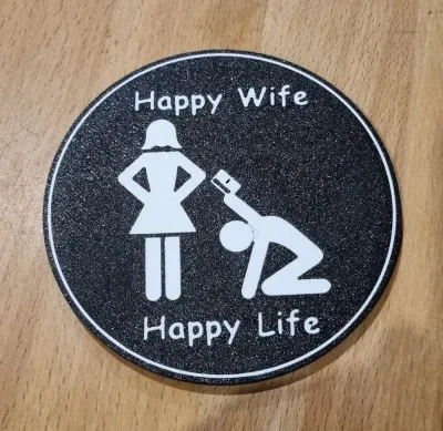 快乐妻子快乐生活圆形杯垫-有趣的东西