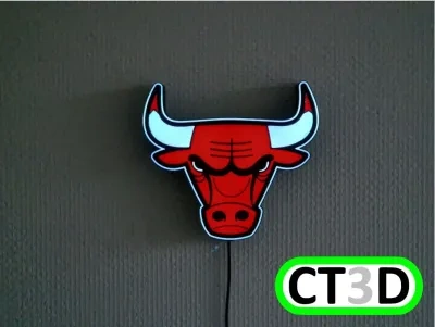 芝加哥公牛队标志灯箱，带遥控器
