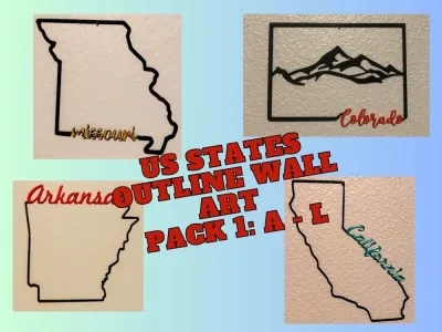 美国州轮廓墙艺术 - 包1 A-L