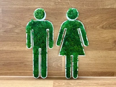 绿色苔藓厕所标识