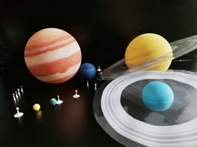 比例尺寸的太阳系模型-串烧版