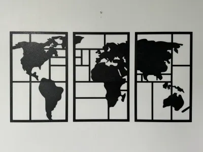 墙艺术世界地图6个部分 72cm x 36 cm, 世界地图