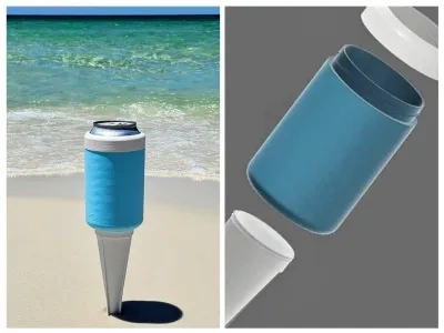 Yeti风格的可移动海滩扎钉罐保温套