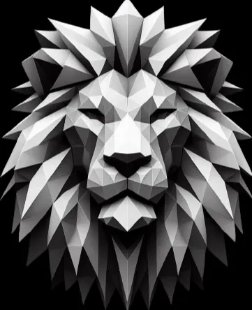 黑白低多边形狮子 