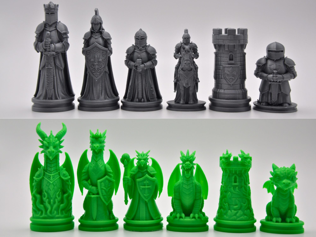 骑士大战飞龙国际象棋套装 来自 Chess Masters MakerWorld：免费下载 3D 模型